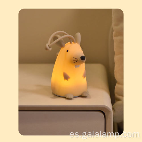 Luz nocturna LED con ratón de silicona, recargable por USB